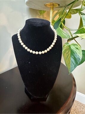 Classic White Pearl Strand Necklace - Elegant Women's Jewelry